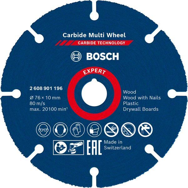 EXPERT Carbide Multi Wheel Trennscheibe, 76 mm, 10 mm. für Mini-Winkelschleifer