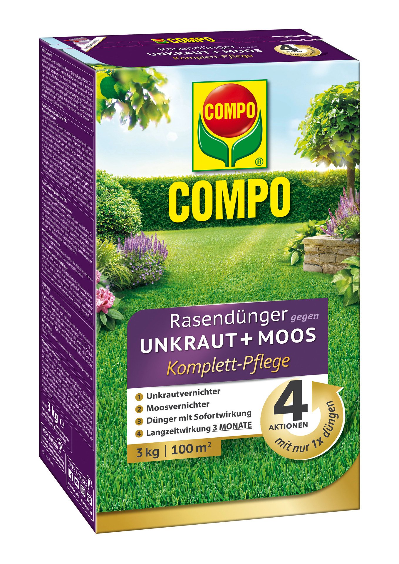 Rasendünger gegen Unkraut+Moos, 3kg für 100m²