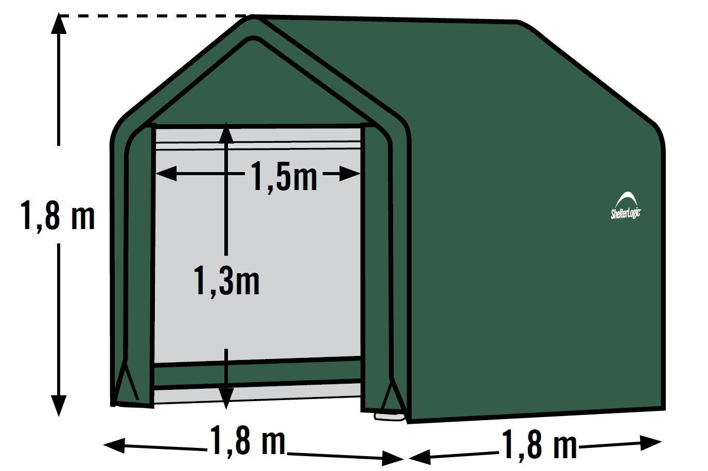 ShelterLogic Foliengerätehaus grün 180x180 cm LEITERMANN Leitermann - 