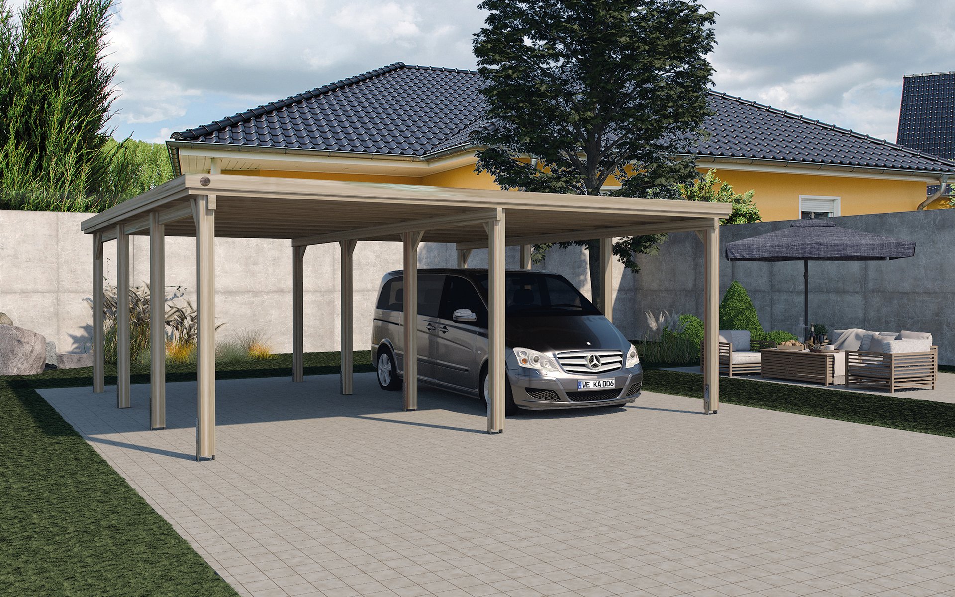 FlachdachDoppelcarport 618