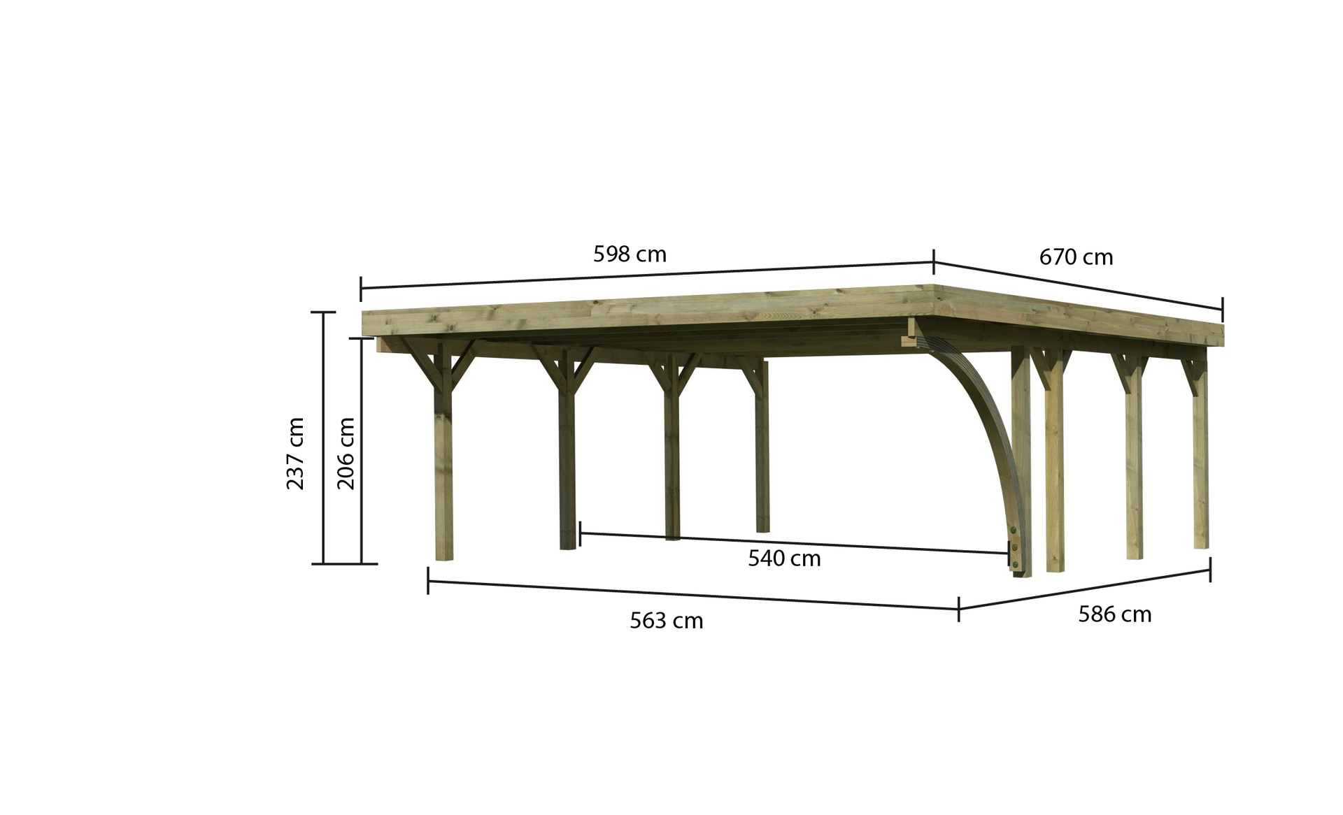 Karibu Doppelcarport Classic 2 - Größe: 5,63x5,86x2,37m | Dach:  Stahl-Flachdach | Ausführung: 1 Einfahrtsbogen - Leitermann | LEITERMANN