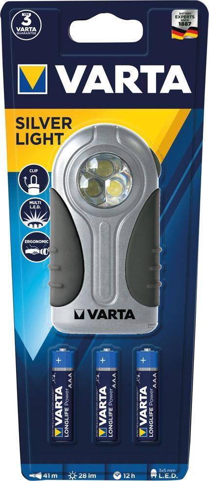 Taschenlampe LED Silver Light 3AAA 16647 m.Batt.B