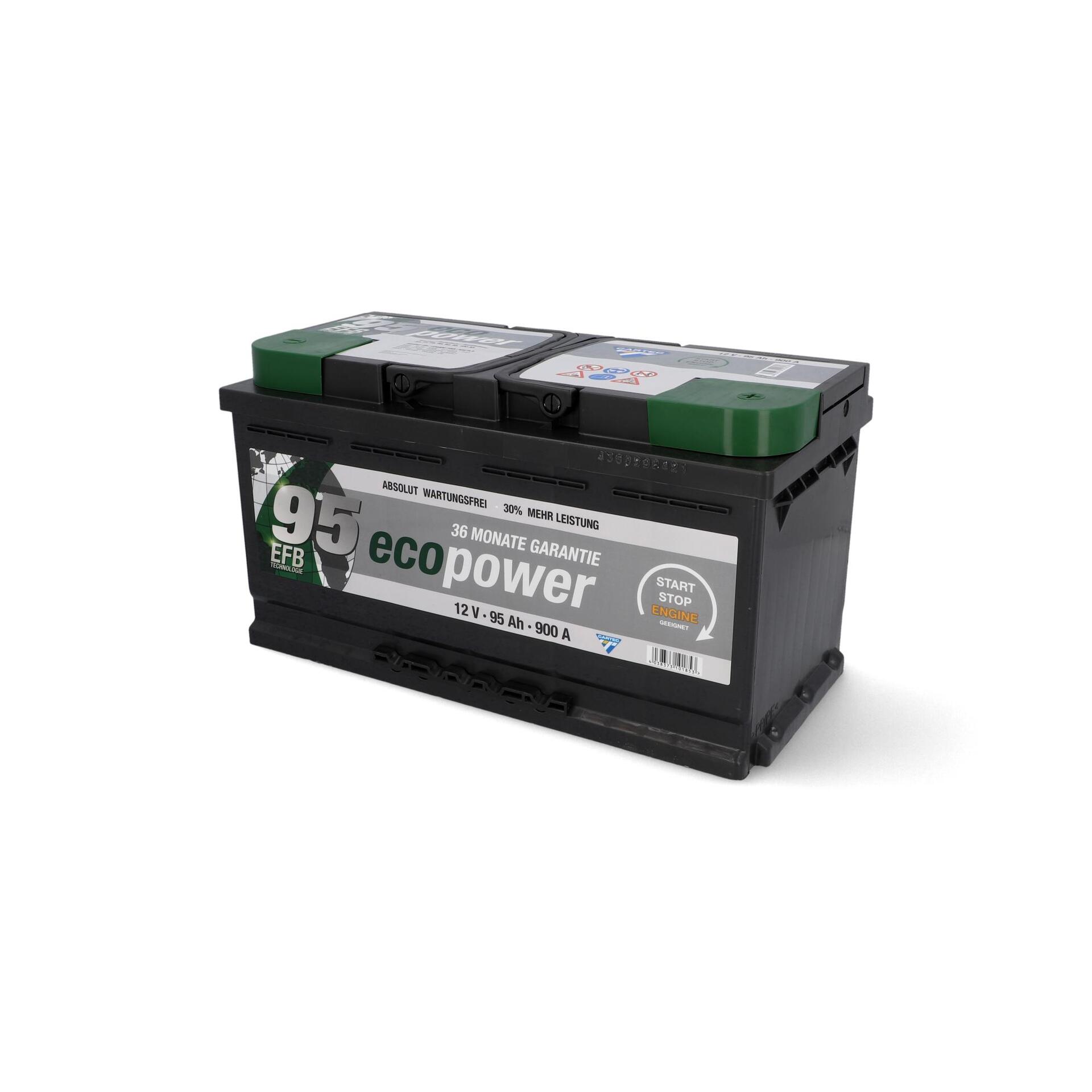 Cartec Batterie Eco Power 95 EFB 12V-95Ah-850A - Kapazität: 95 Ah