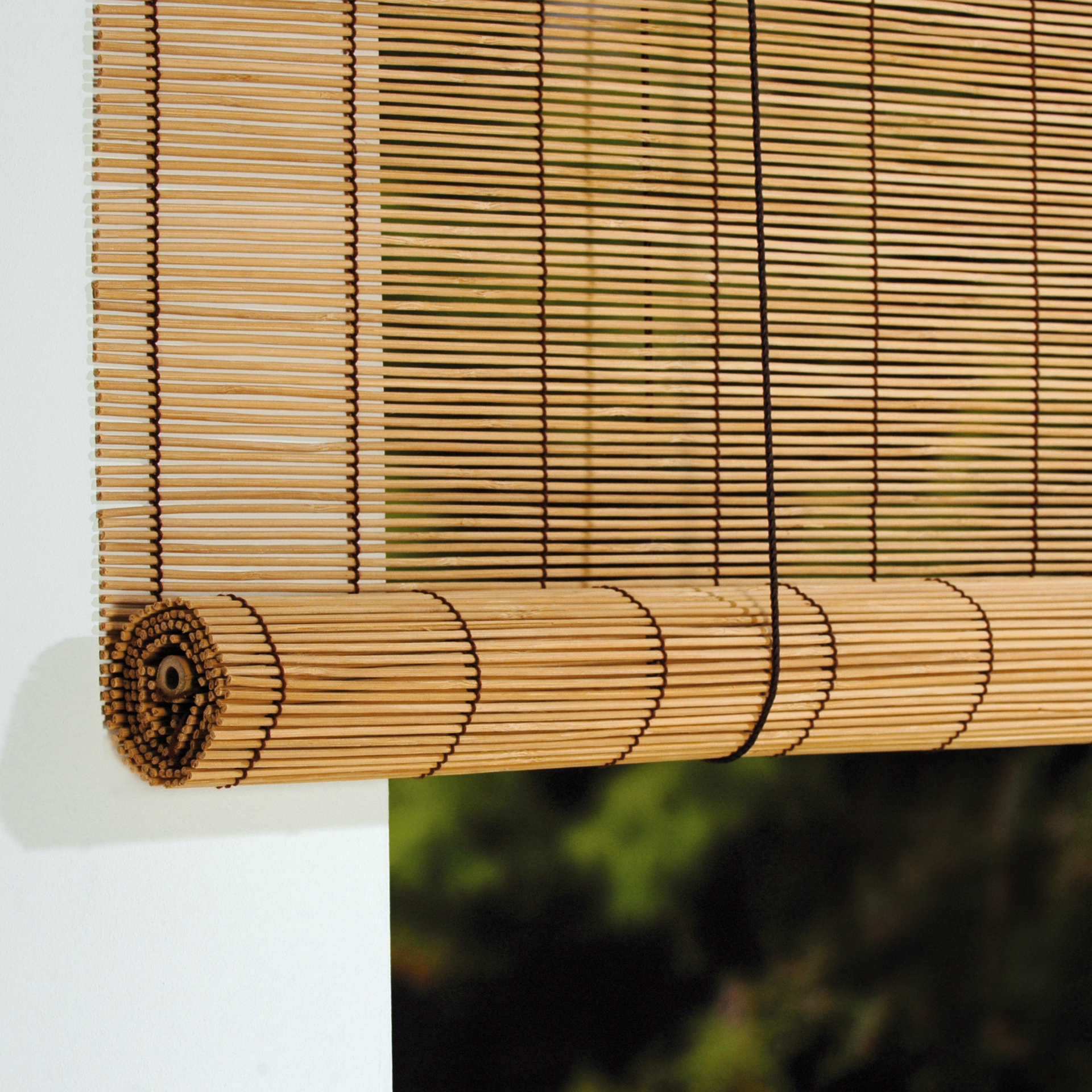 Bambus-Rollo mit Seitenzug Bambusrollo für Fenster und Tür - Größe:  60x160cm, Farbe: kirschbaum - Leitermann