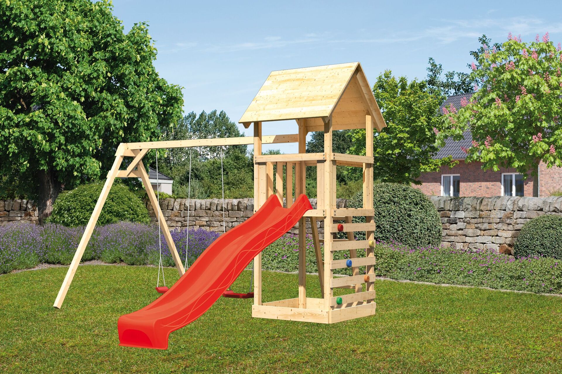 Kinderspielturm Lotti mit 2,5m Rutsche