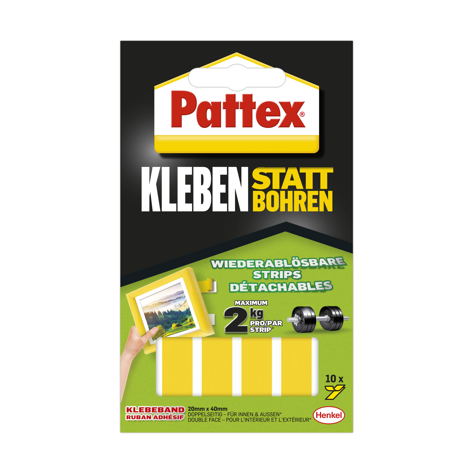 Klebe-Strips Kleben statt Bohren weiß 10 Streifen je 20x40mm