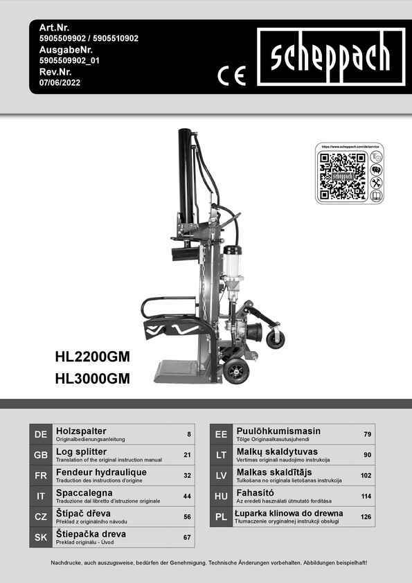 Scheppach Meterholzspalter HL3000GM, 30 t, inkl. + Gelenkwellenantrieb, W, Leitermann | 5500 V 400 - Stammheber LEITERMANN