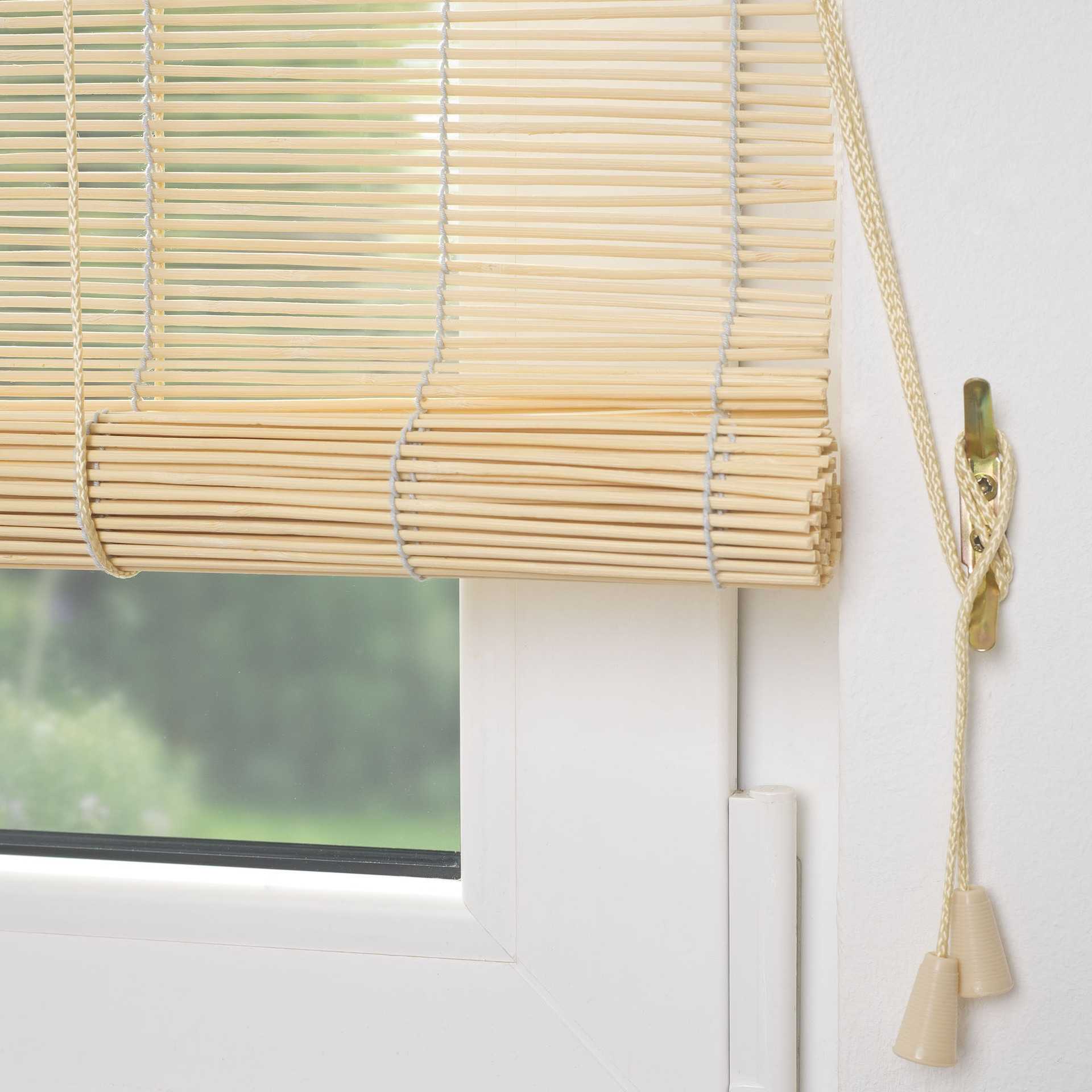Bambus-Rollo mit und - Farbe: Leitermann 60x160cm LEITERMANN - | Tür | Fenster Bambusrollo natur Größe: Seitenzug für