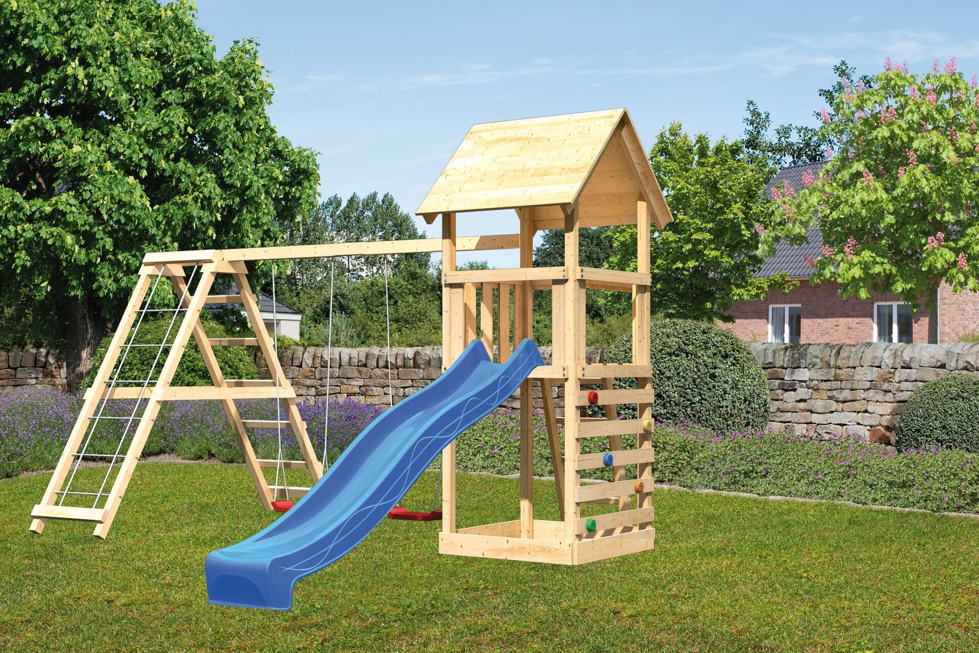 Kinderspielturm Lotti mit 2,5m Rutsche