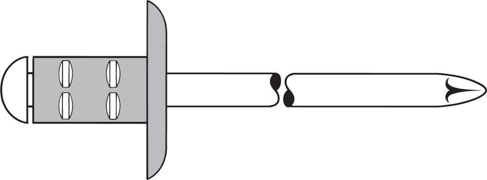 Mehrbereichs-Blindniet Alu/Stahl Großkopf 4x13mm GESIPA