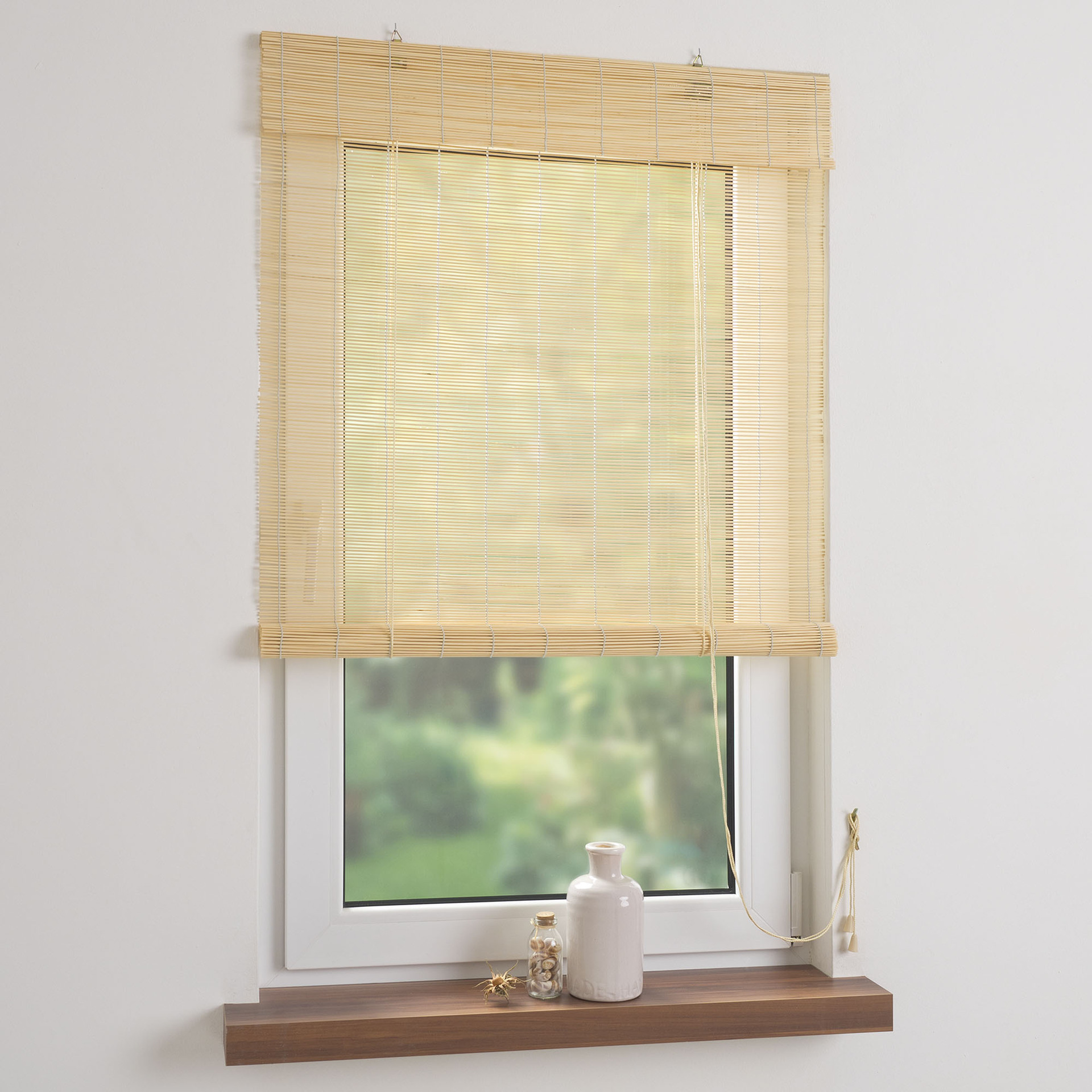 Farbe: Tür - LEITERMANN 60x160cm - Seitenzug natur | Leitermann Fenster Bambusrollo für mit Bambus-Rollo Größe: und |
