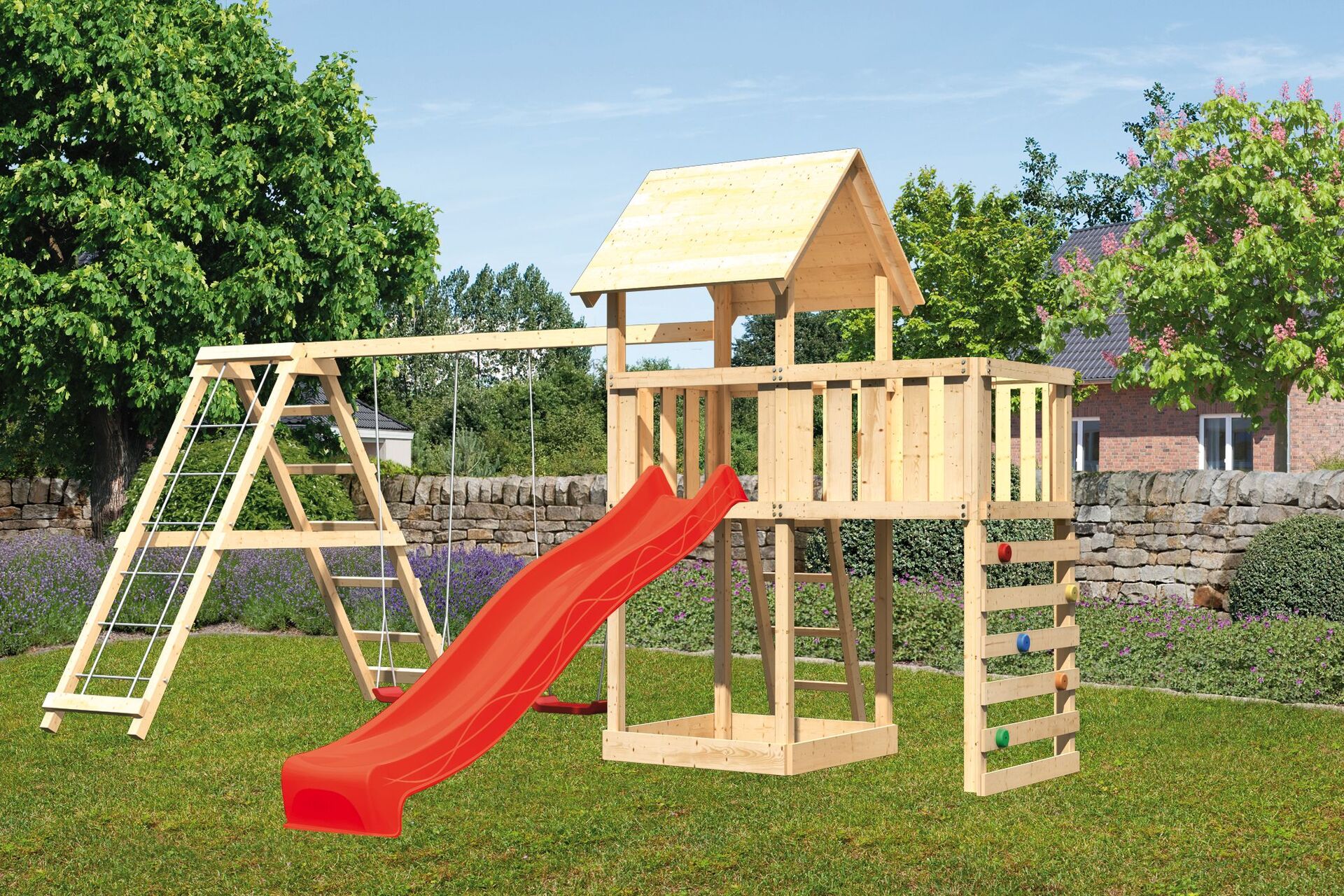 Kinderspielturm Lotti mit 2,5m Rutsche