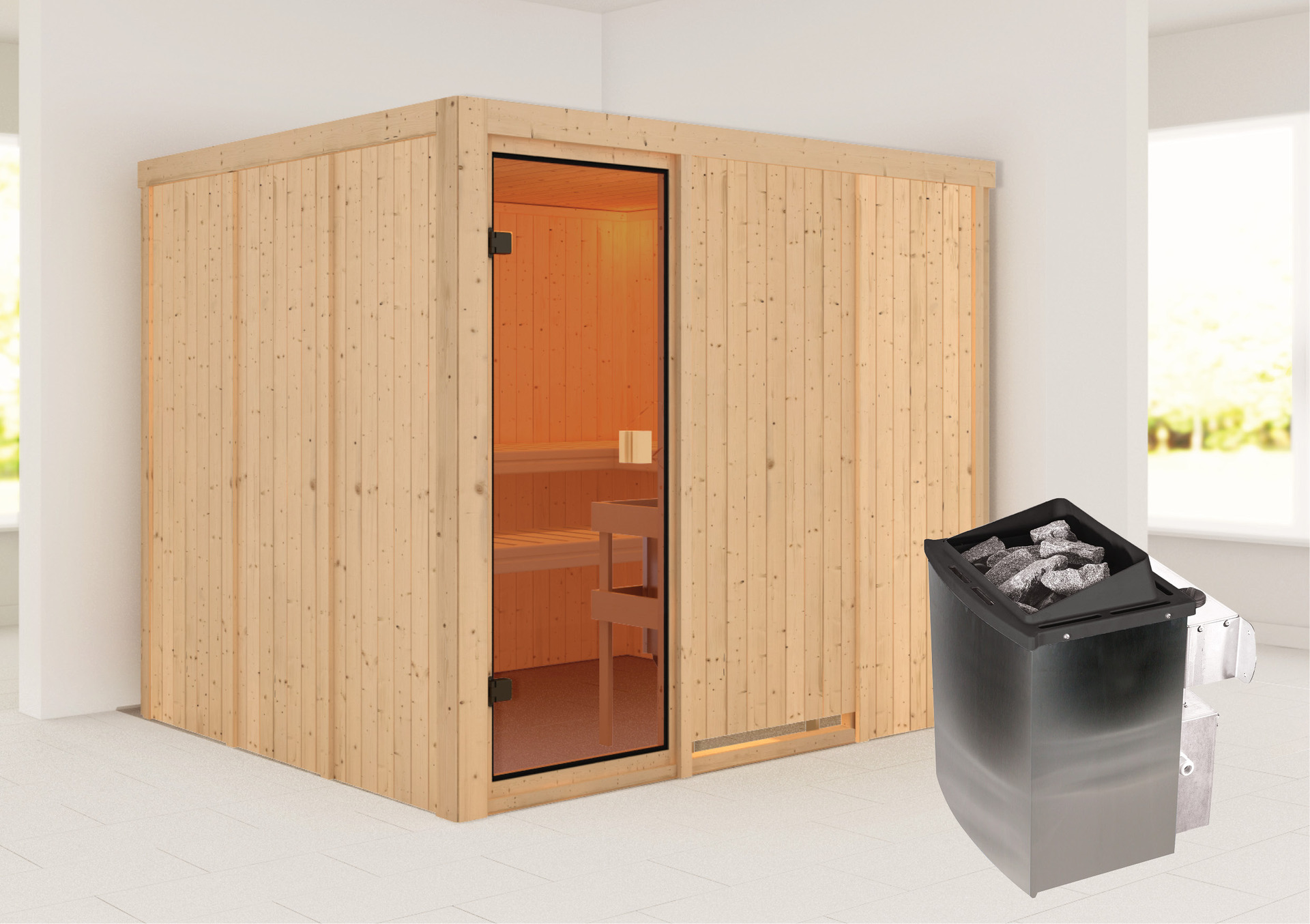 Sauna Nybro 231x196x198cm, Fronteinstieg