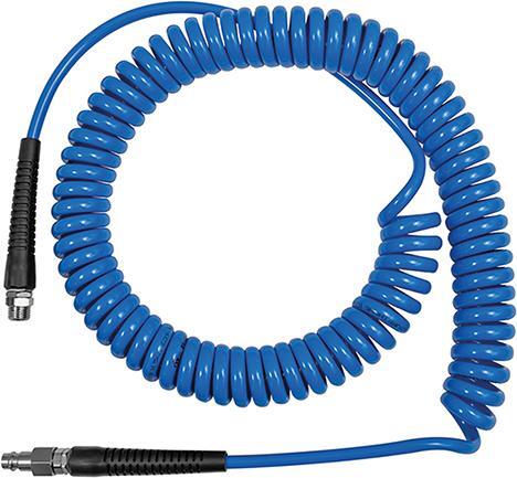 Spiralschlauch PU blau, Verschraubung+KnickschutzAG G1/4", 12x8m