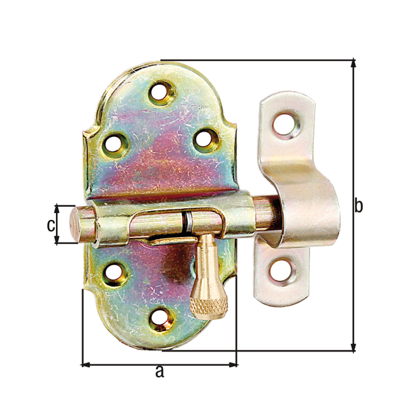 Grendelriegel m. Messing-Knopf m.Schlaufe