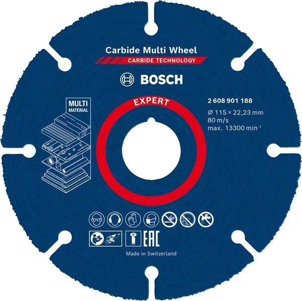 EXPERT Carbide Multi Wheel Trennscheibe, 115 mm, 22,23 mm. Für kleine Winkelschleifer